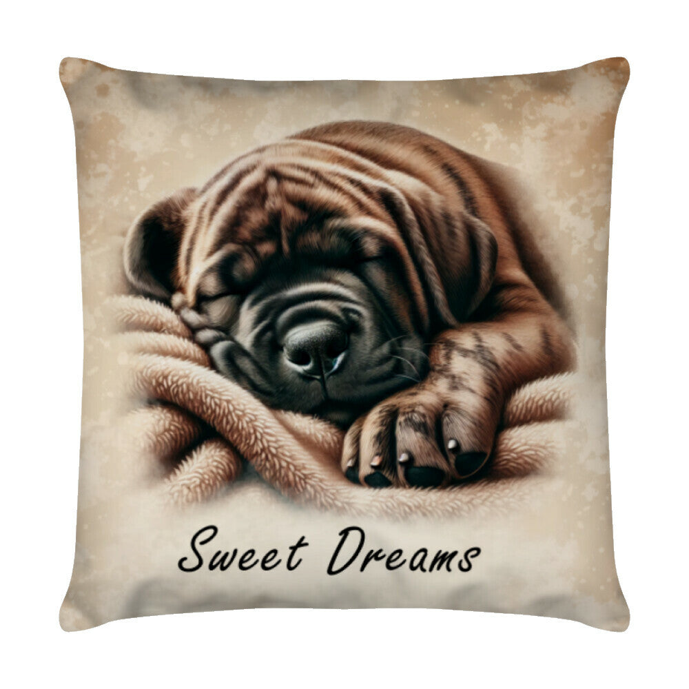 Kissen "Presa Canario - Sweet Dreams" Weiß – hunde-shirt.de