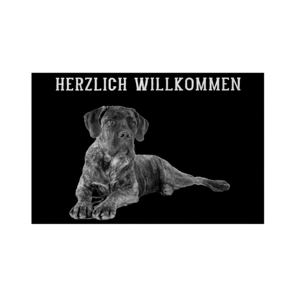 Fußmatte "Presa Canario - Herzlich Willkommen" Weiß – hunde-shirt.de