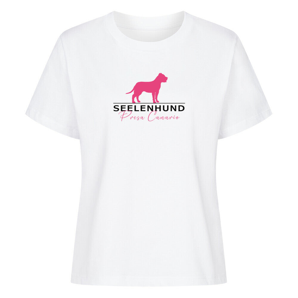 Premium Damen-Shirt "Presa Canario - Seelenhund" Weiß – hunde-shirt.de