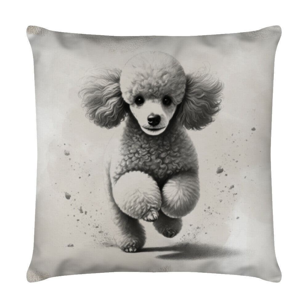 Kissen "Pudel - Run" Weiß – hunde-shirt.de