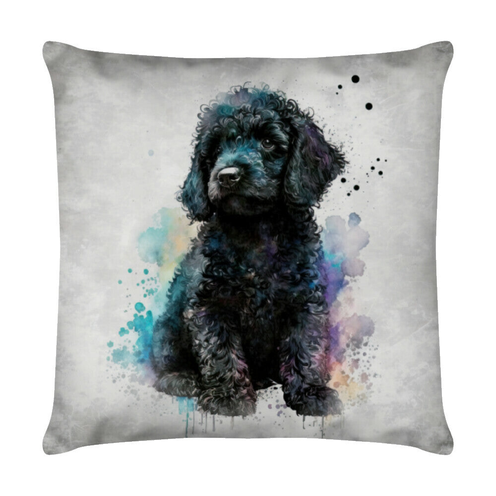 Kissen "Pudel - Black" Weiß – hunde-shirt.de