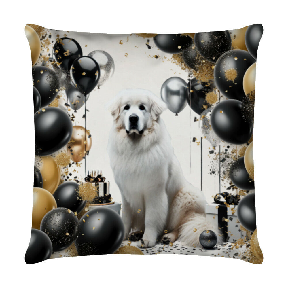 Kissen "Patou - Geburtstag" Weiß – hunde-shirt.de