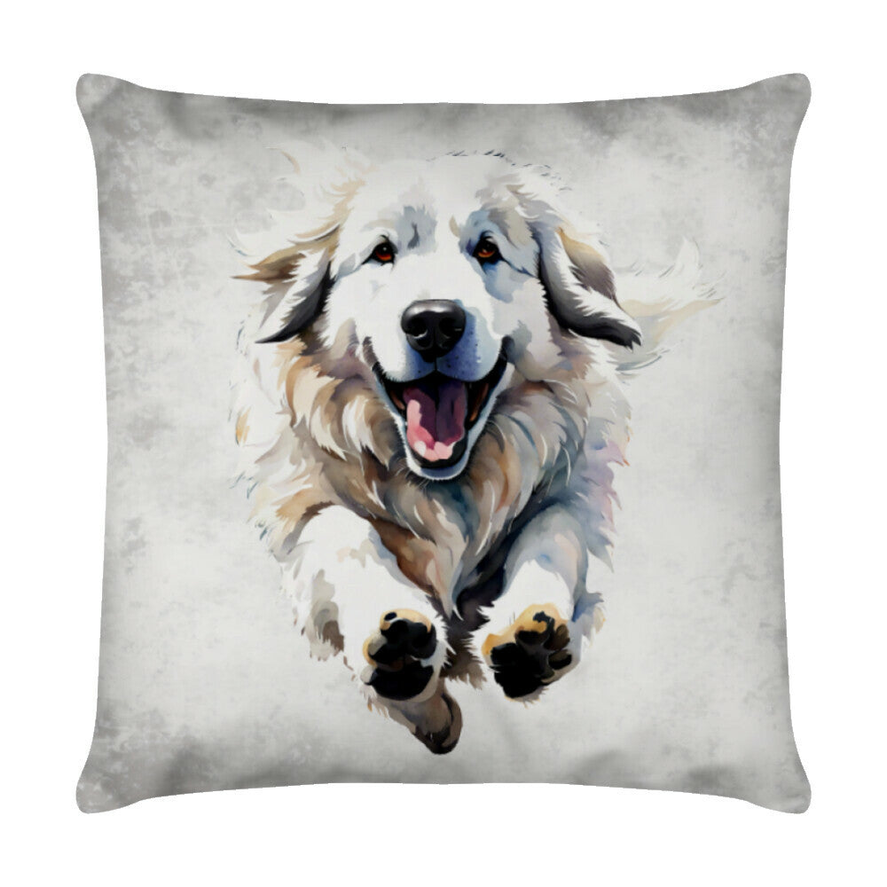 Kissen "Patou - Jump" Weiß – hunde-shirt.de