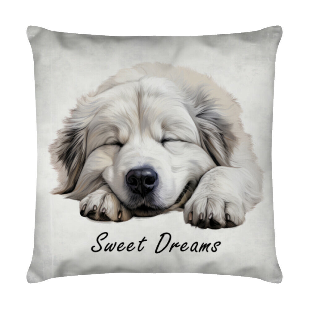 Kissen "Patou - Sweet Dreams" Weiß – hunde-shirt.de