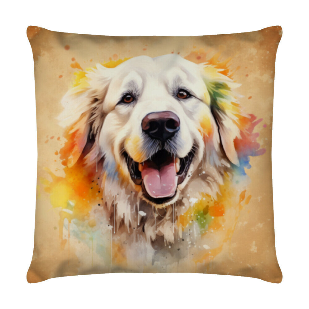 Kissen "Patou - Happy" Weiß – hunde-shirt.de