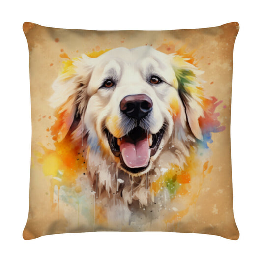 Kissen "Patou - Happy" Weiß – hunde-shirt.de