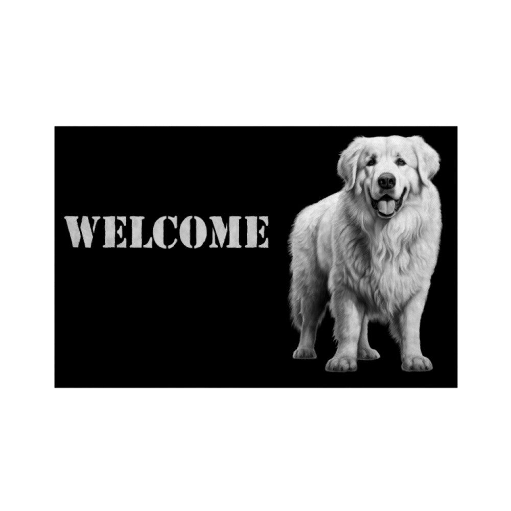 Fußmatte "Patou - WELCOME" Weiß – hunde-shirt.de