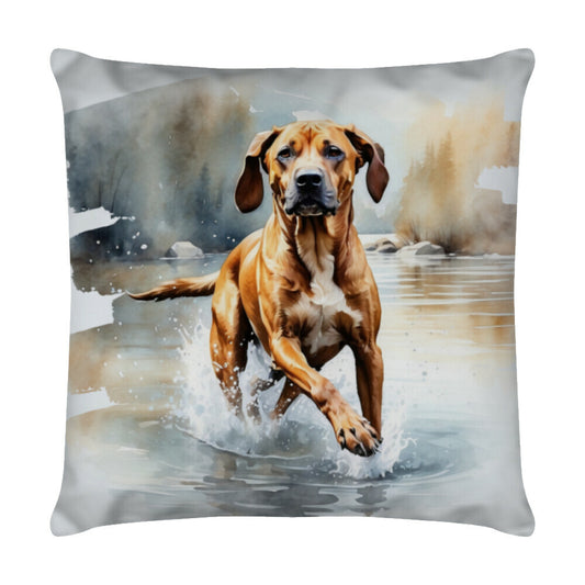 Kissen "Rhodesian Ridgeback - Water" Weiß – hunde-shirt.de