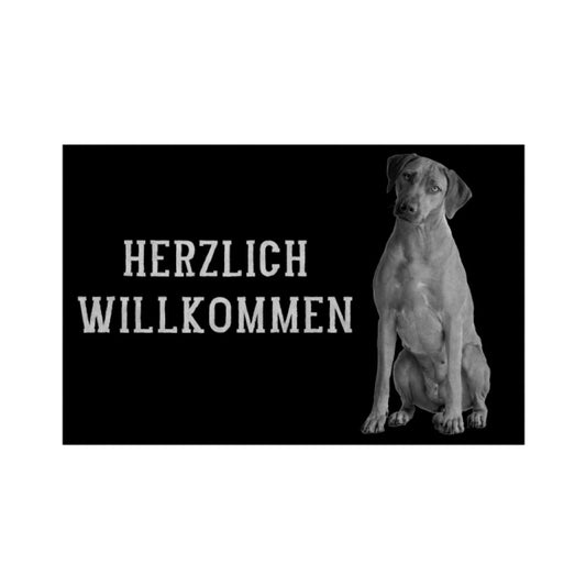 Fußmatte "Rhodesian Ridgeback - Willkommen II" Weiß – hunde-shirt.de