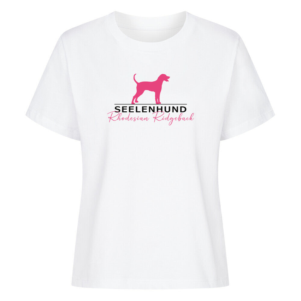 Premium Damen-Shirt "Rhodesian Ridgeback - Seelenhund" Weiß – hunde-shirt.de