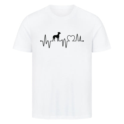 Premium T-Shirt "Rhodesian Ridgeback - Heartbeat" Weiß – hunde-shirt.de