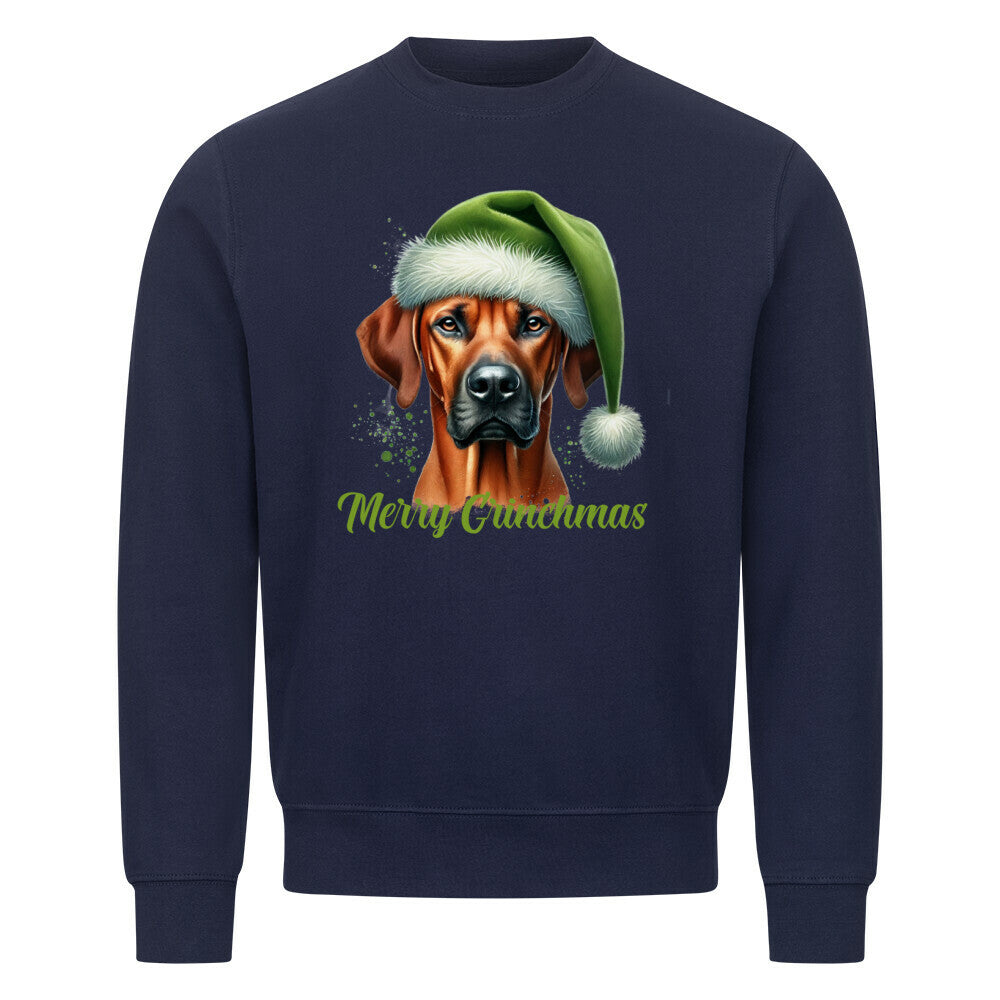 Premium Sweatshirt "Rhodesian Ridgeback - Merry Grinchmas" Navy Blue – hunde-shirt.de