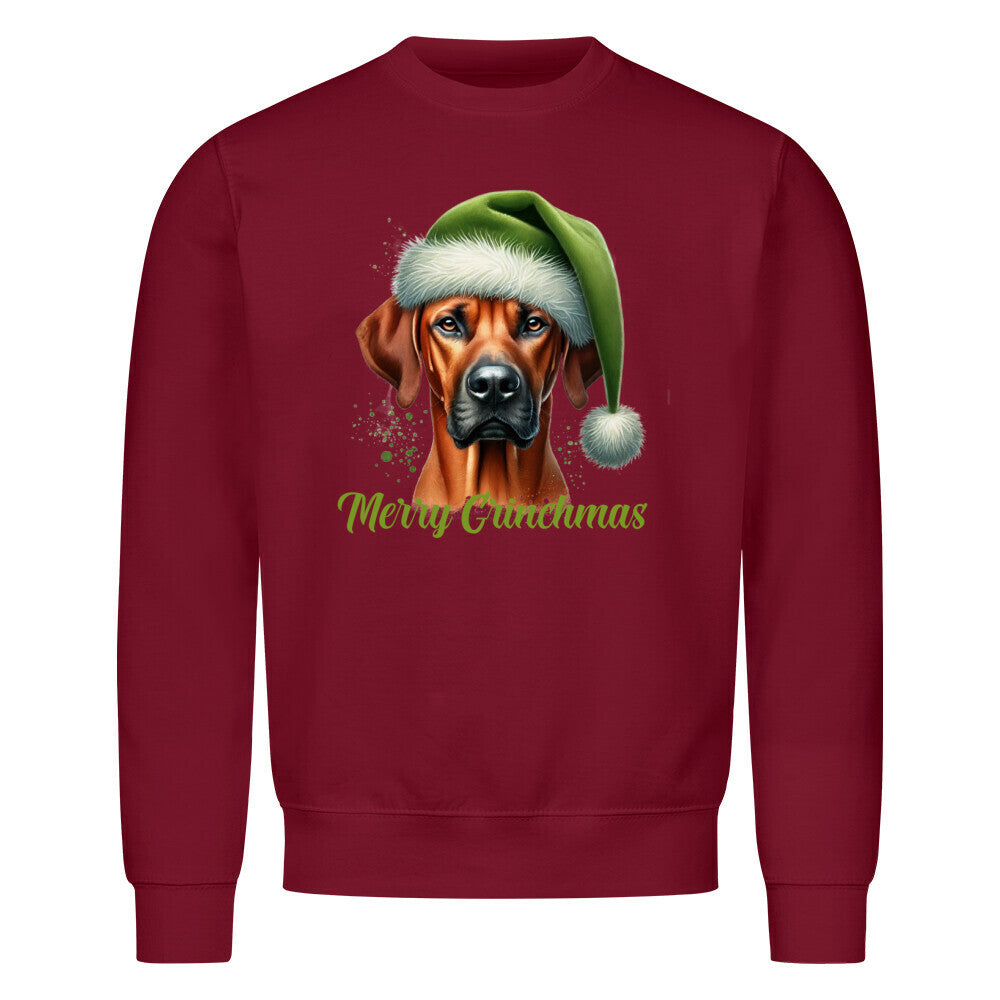 Premium Sweatshirt "Rhodesian Ridgeback - Merry Grinchmas" Burgunder – hunde-shirt.de