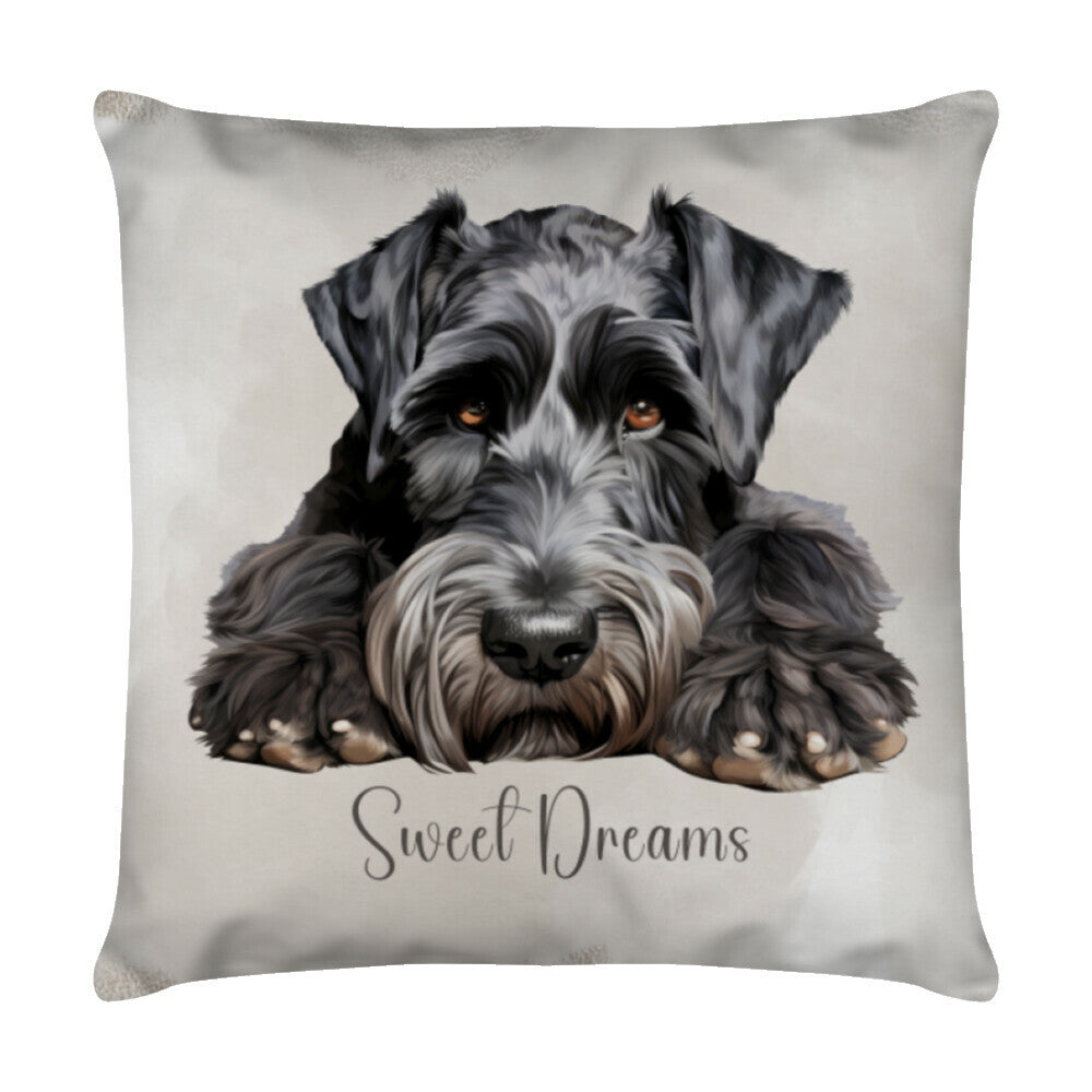 Kissen "Riesenschnauzer - Sweet Dreams" Weiß – hunde-shirt.de