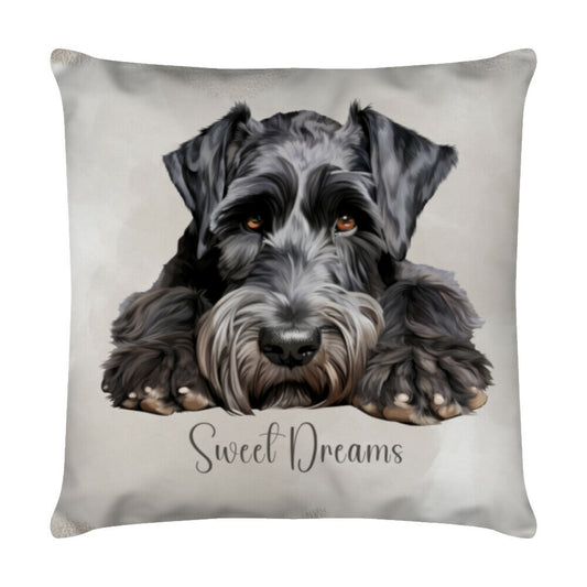 Kissen "Riesenschnauzer - Sweet Dreams" Weiß – hunde-shirt.de