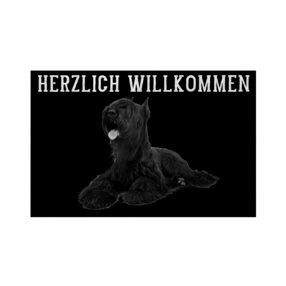 Fußmatte "Riesenschnauzer - Willkommen" Weiß – hunde-shirt.de