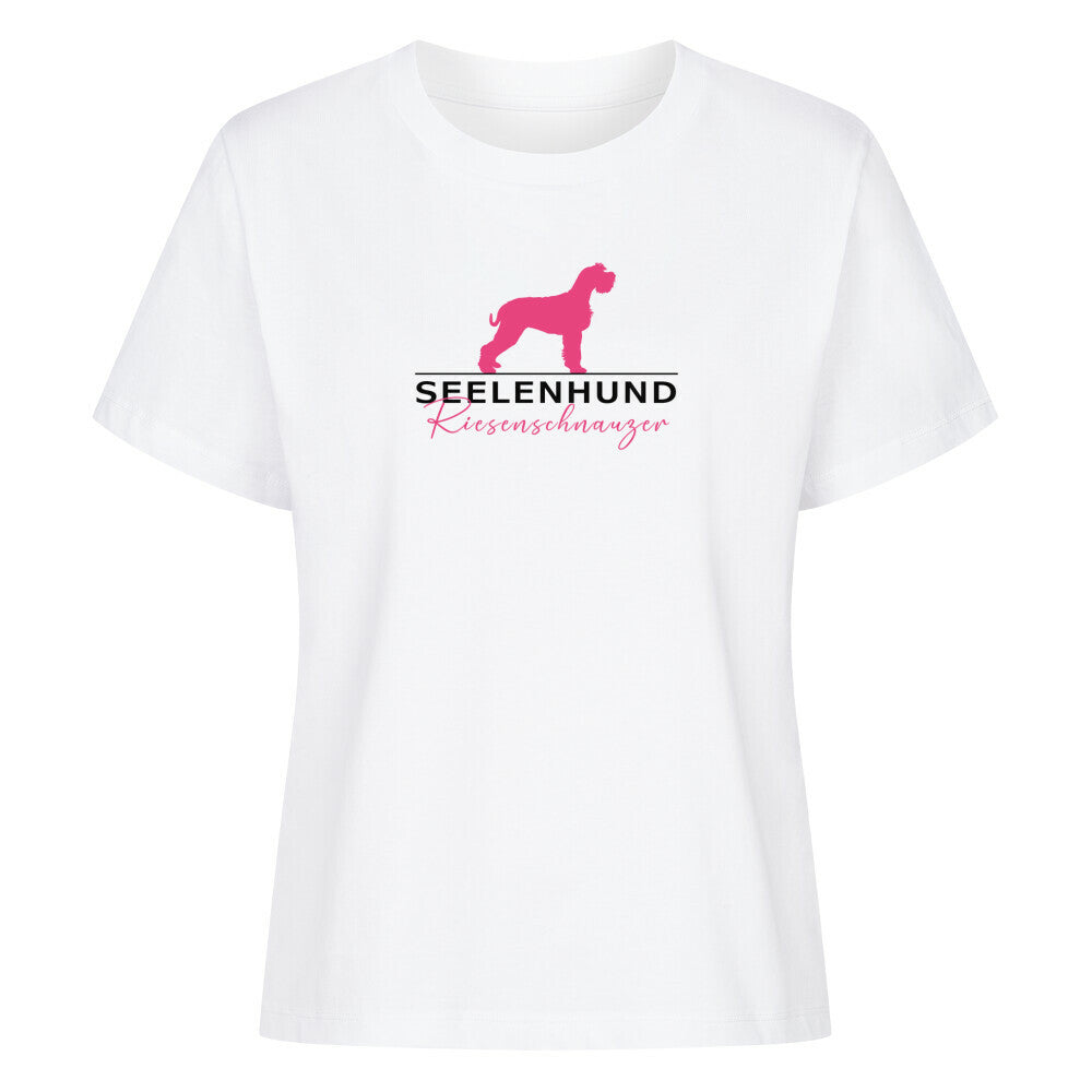 Premium Damen-Shirt "Riesenschnauzer - Seelenhund" Weiß – hunde-shirt.de
