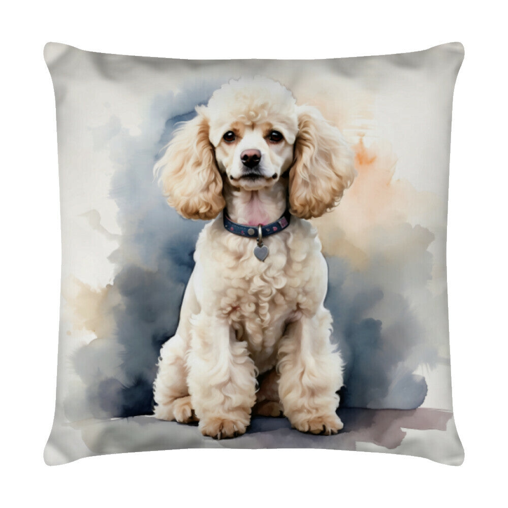 Kissen "Pudel - Sitz!" Weiß – hunde-shirt.de
