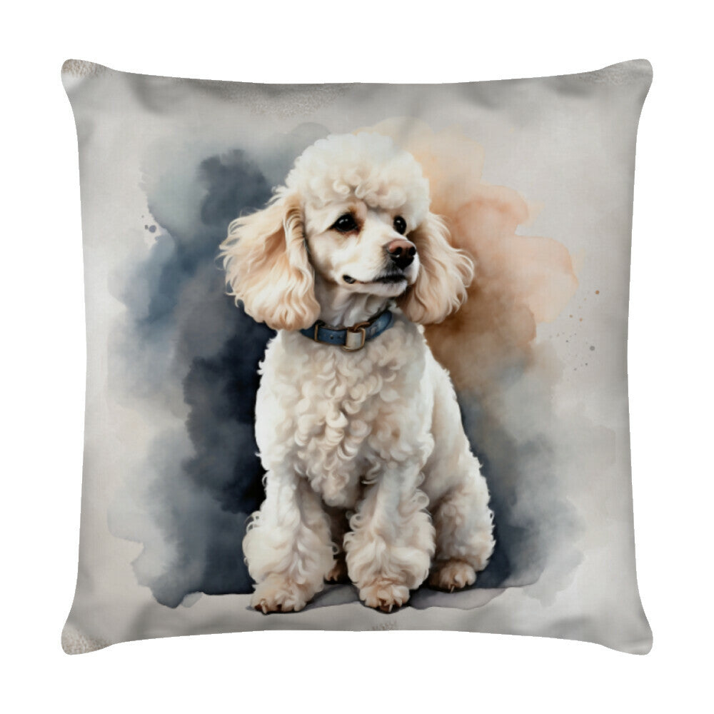 Kissen "Pudel - Portrait creme" Weiß – hunde-shirt.de