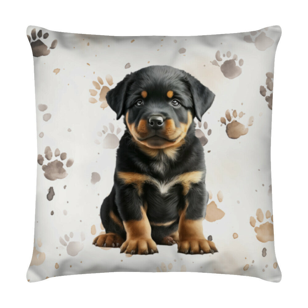 Kissen "Rottweiler - Puppy Paws" Weiß – hunde-shirt.de
