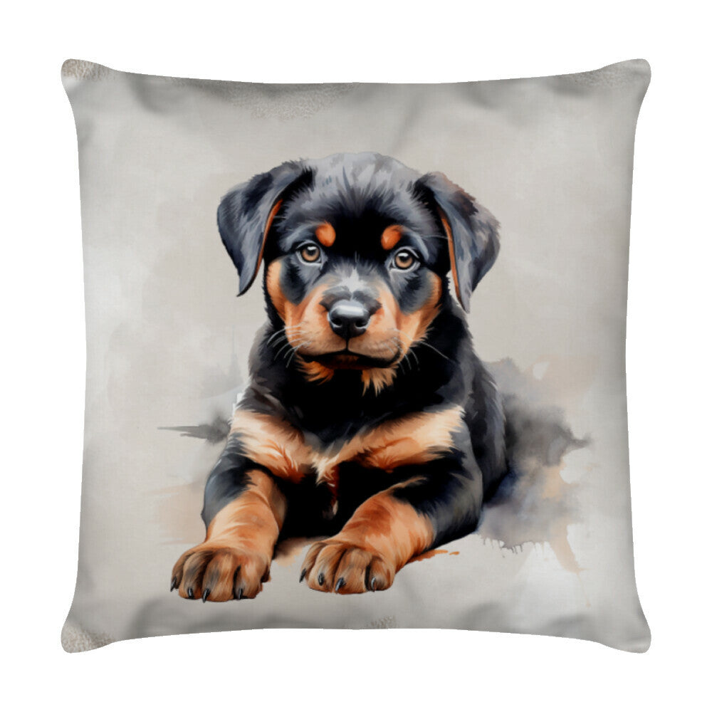 Kissen "Rottweiler - Puppy" Weiß – hunde-shirt.de