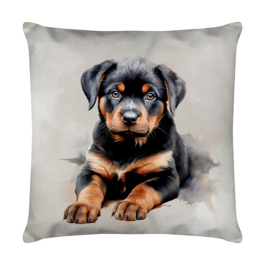Kissen "Rottweiler - Puppy" Weiß – hunde-shirt.de