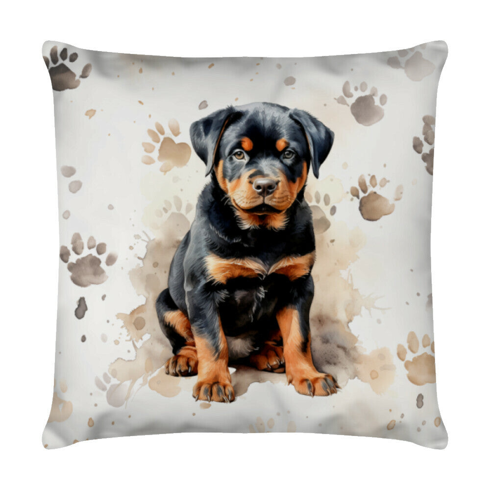 Kissen "Rottweiler - Puppy Paws II" Weiß – hunde-shirt.de
