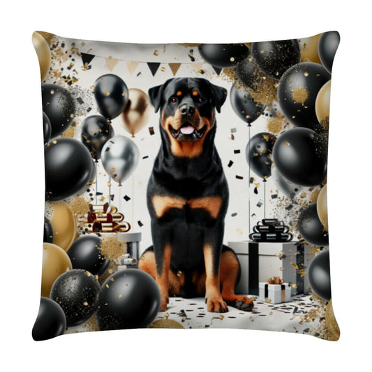 Kissen "Rottweiler - Geburtstag" Weiß – hunde-shirt.de