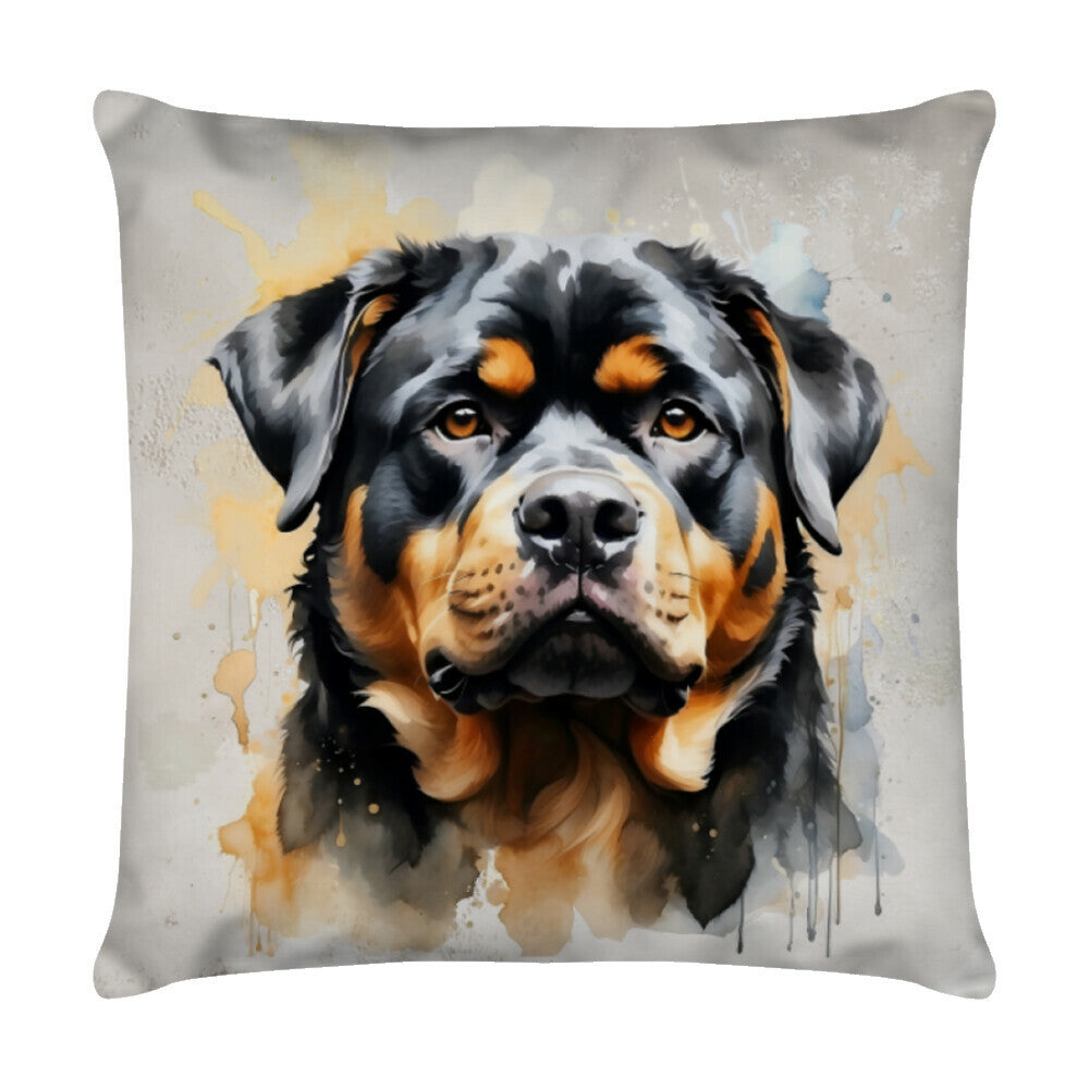 Kissen "Rottweiler - Wächter" Weiß – hunde-shirt.de