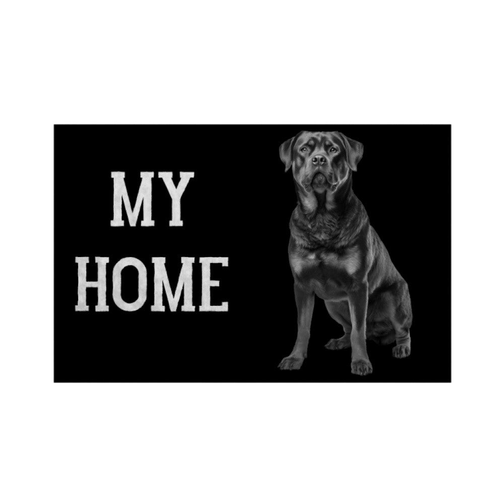 Fußmatte "Rottweiler - MY HOME II" Weiß – hunde-shirt.de