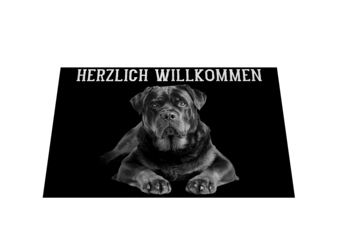 Fußmatte "Rottweiler - Herzlich Willkommen II" – hunde-shirt.de