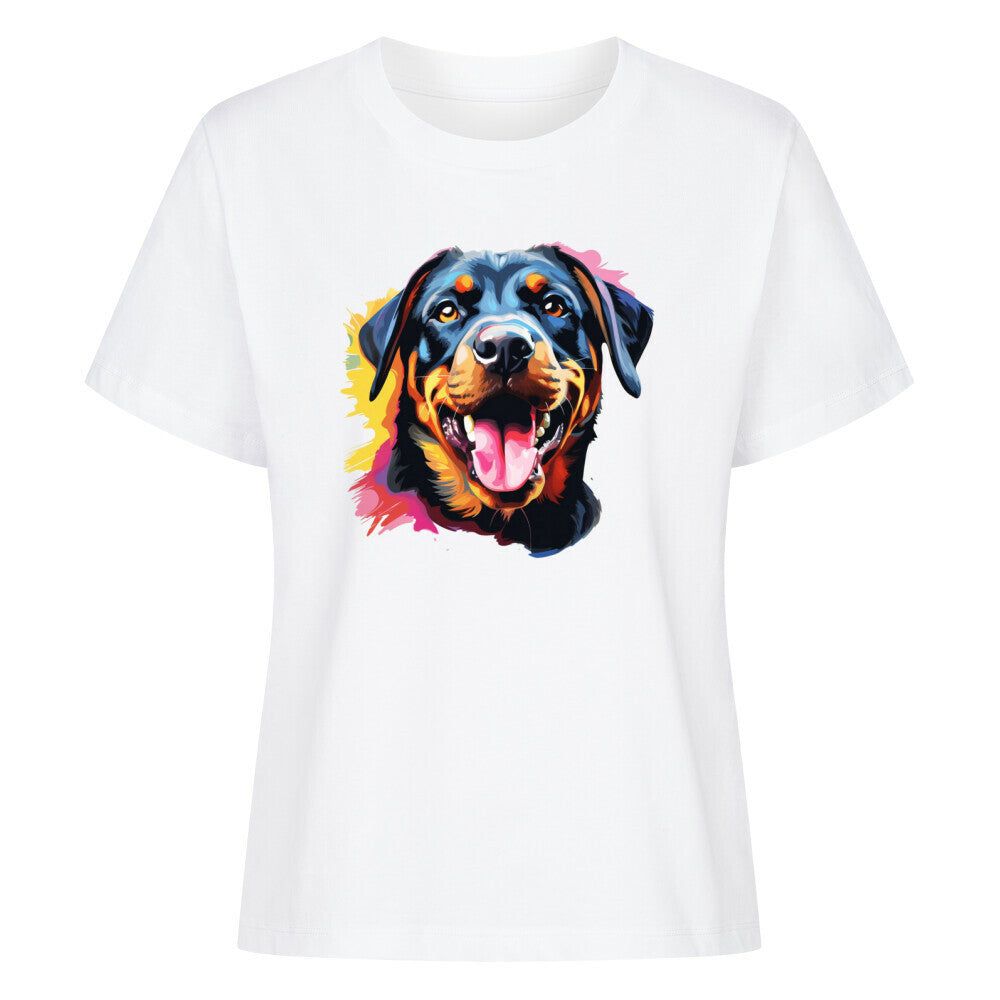 Premium Damen-Shirt "Rottweiler - Paint" Weiß – hunde-shirt.de