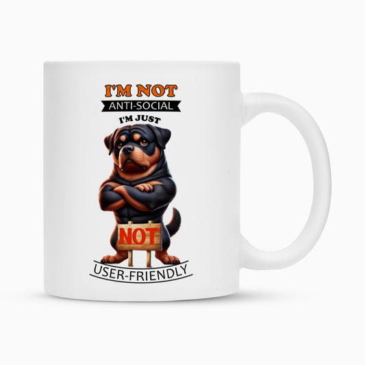 Tasse "Rottweiler - Anti-Social" Weiß – hunde-shirt.de