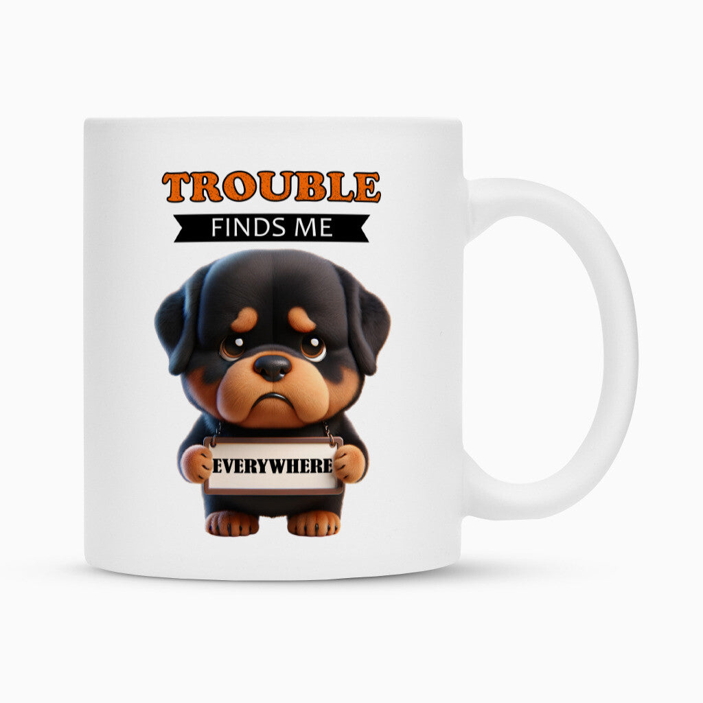 Tasse "Rottweiler - Trouble" Weiß – hunde-shirt.de