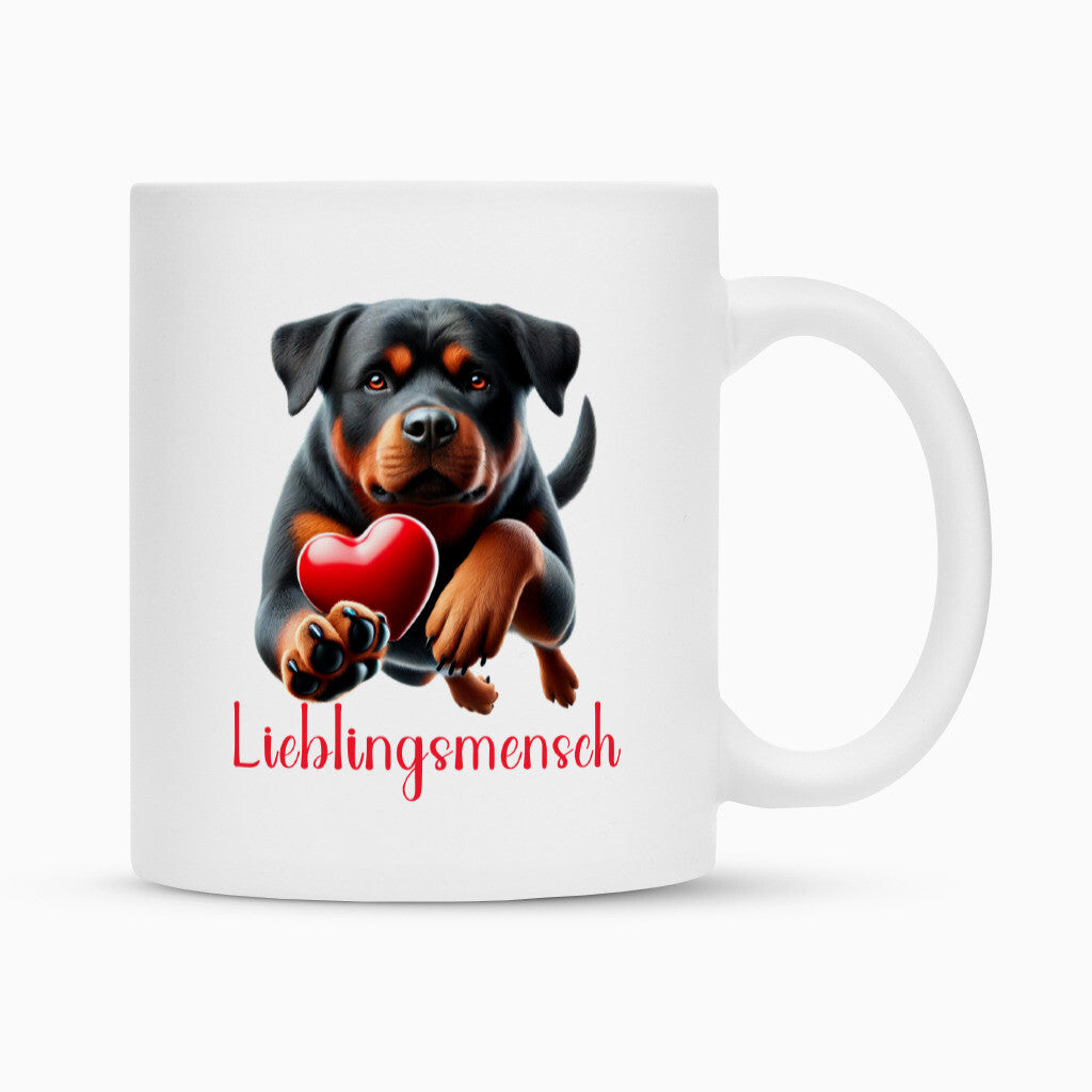 Tasse "Rottweiler - Lieblingsmensch" Weiß – hunde-shirt.de