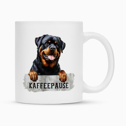 Tasse "Rottweiler - Kaffeepause" Weiß – hunde-shirt.de