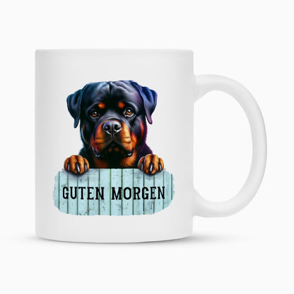 Tasse "Rottweiler - Guten Morgen" Weiß – hunde-shirt.de