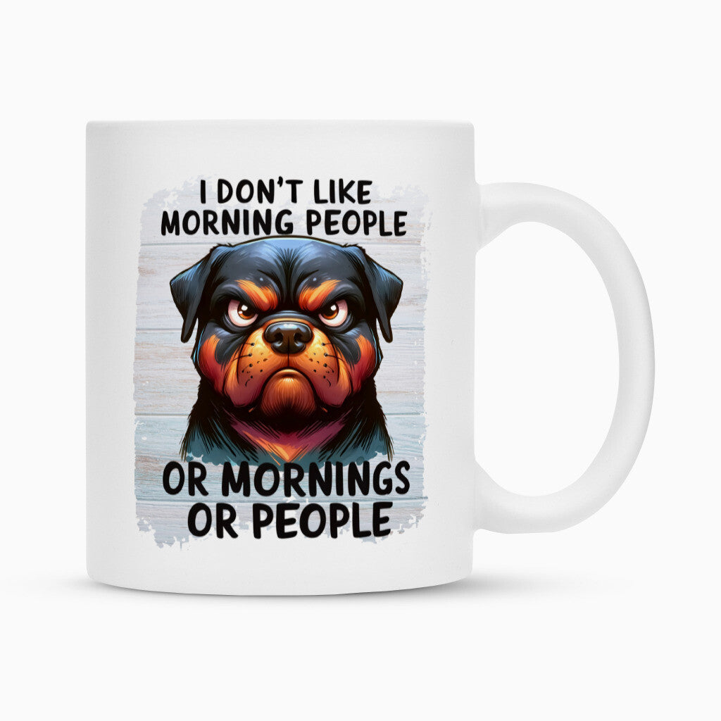 Tasse "Rottweiler - Morning People" Weiß – hunde-shirt.de