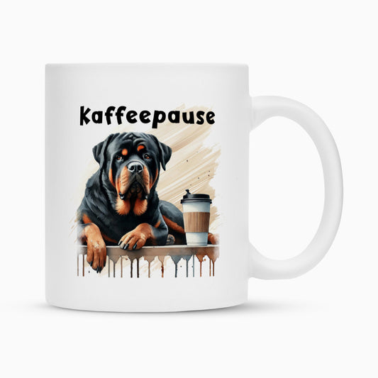 Tasse "Rottweiler - Kaffeepause" Weiß – hunde-shirt.de