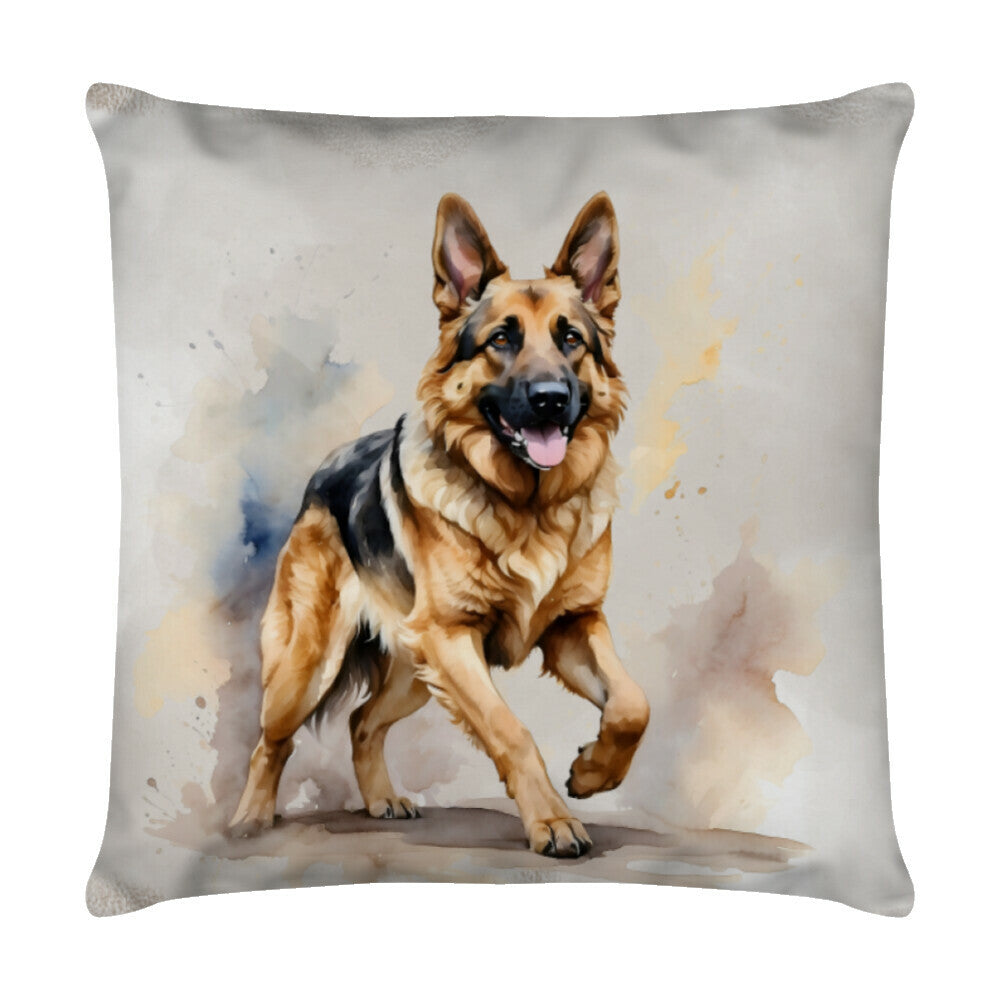 Kissen "Schäferhund - Waldspaziergang" Weiß – hunde-shirt.de