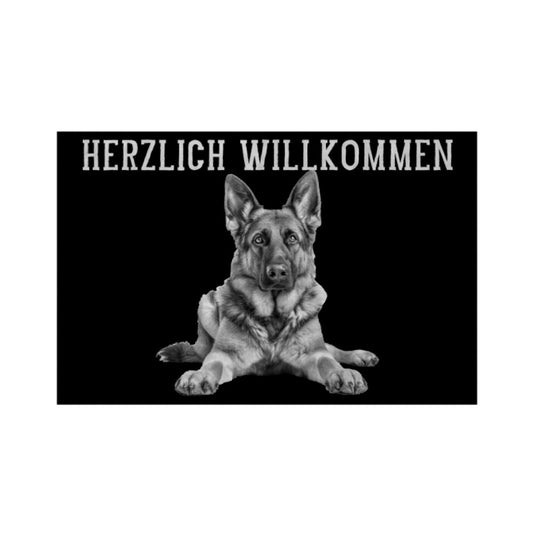 Fußmatte "Schäferhund - Herzlich Willkommen" Weiß – hunde-shirt.de