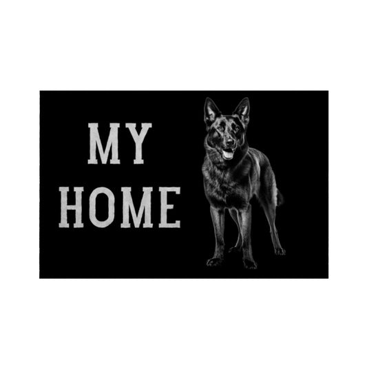 Fußmatte "Schäferhund schwarz - MY HOME" Weiß – hunde-shirt.de