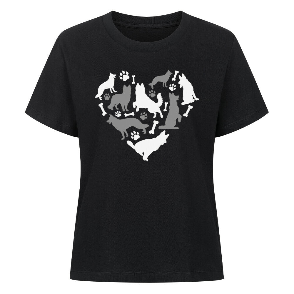 Premium Damen-Shirt "Schäferhund - Heart" Schwarz – hunde-shirt.de