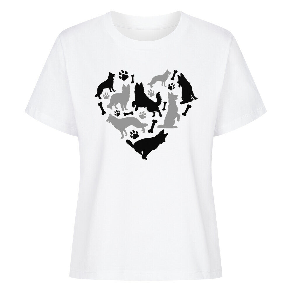 Premium Damen-Shirt "Schäferhund - Heart" Weiß – hunde-shirt.de