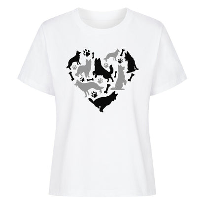 Premium Damen-Shirt "Schäferhund - Heart" Weiß – hunde-shirt.de