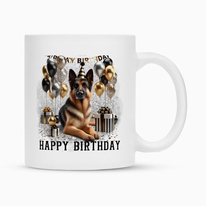 Tasse "Schäferhund - Happy Birthday" Weiß – hunde-shirt.de