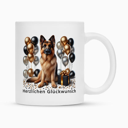 Tasse "Schäferhund - Glückwunsch" Weiß – hunde-shirt.de