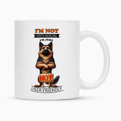 Tasse "Schäferhund - Anti-Social" Weiß – hunde-shirt.de