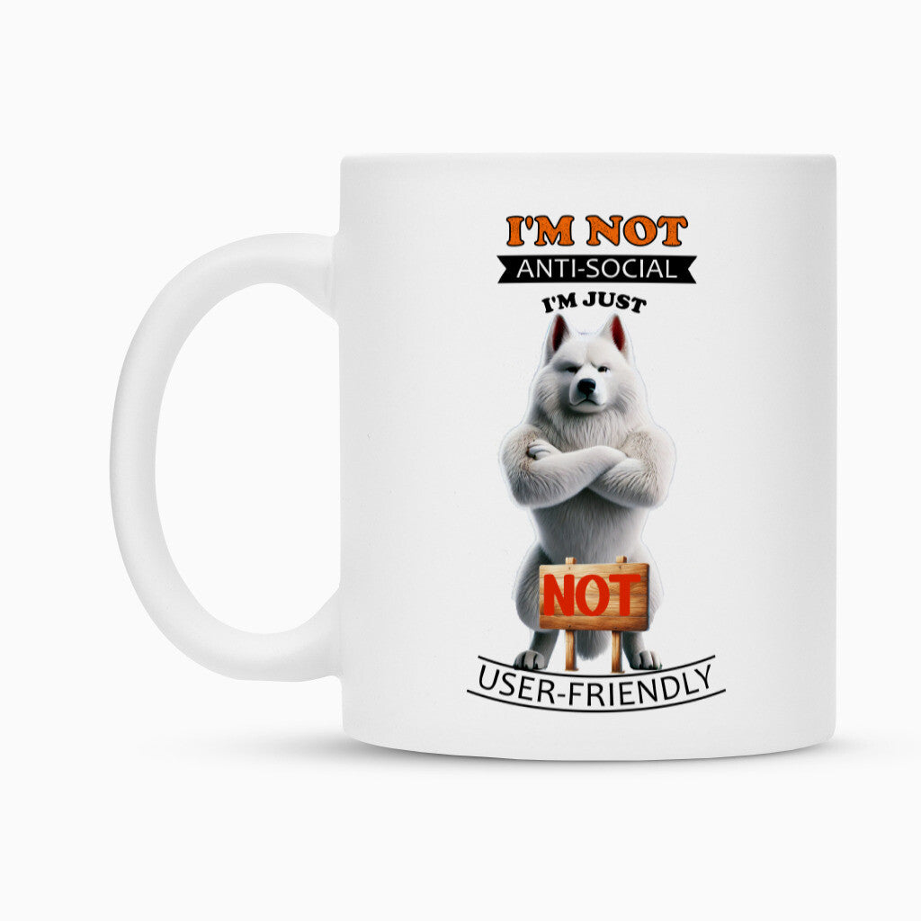 Tasse "Weißer Schäferhund - Anti-Social" – hunde-shirt.de