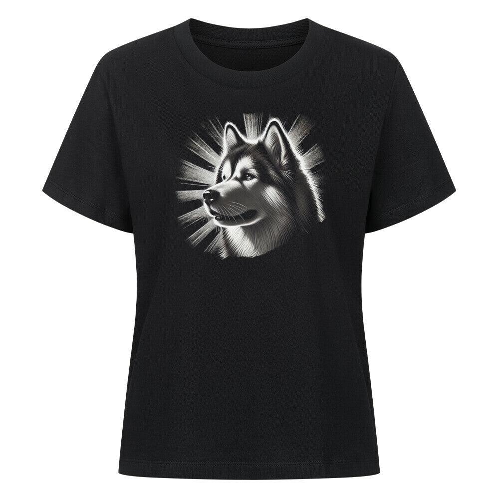 Premium Damen-Shirt "Alaskan Malamute - Shine" Schwarz – hunde-shirt.de